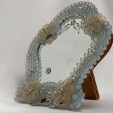 Miroir murano venice 1900 structure bois opalescent stylisées 22x24cm