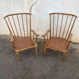 Pair of Baumann fan armchairs