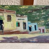 Peinture village Sahara vintage