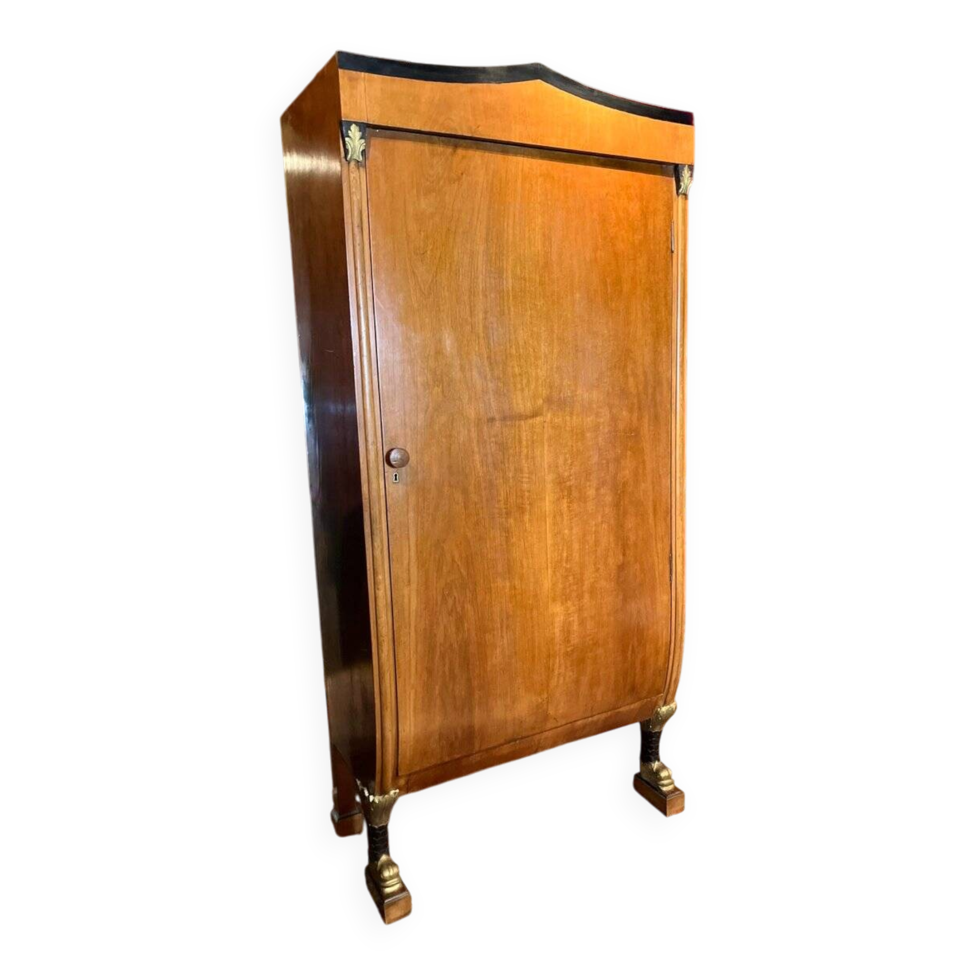 Biedermeier Armoire with Intricate Carvings and Urn Shape