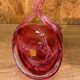 Red glass vintage design vide poche Rubín Glass original label