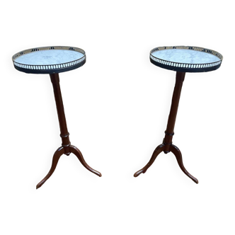 Pair of Louis XVI tripod pedestal tables