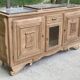 Renovated art deco sideboard in solid raw oak and gray marble 190cm