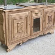 Renovated art deco sideboard in solid raw oak and gray marble 190cm