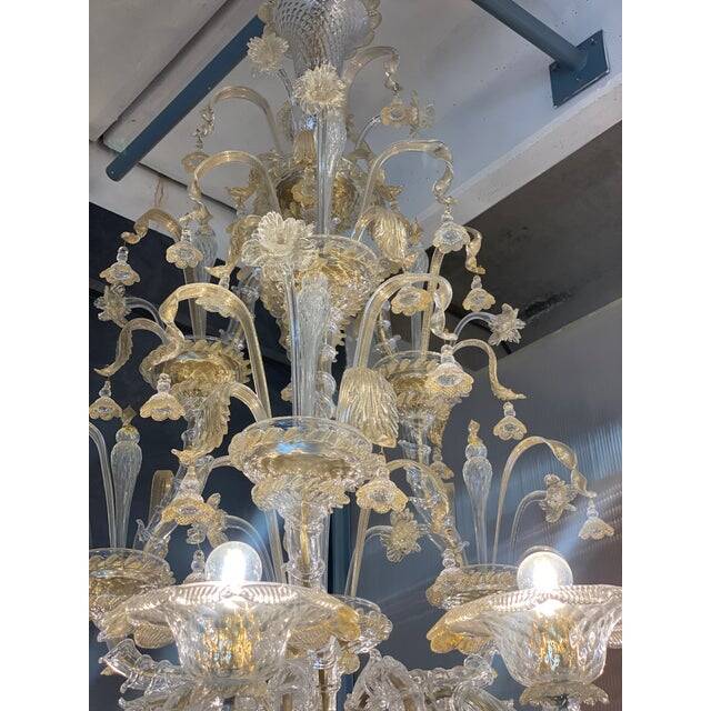 Contemporary Floral Venetian "Ca Rezzonico" Gold Murano Glass Chandelier