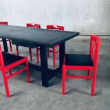 Mid-Century Modern Design Red Dining Chair Set, Belgium, 1960s, Set of 6