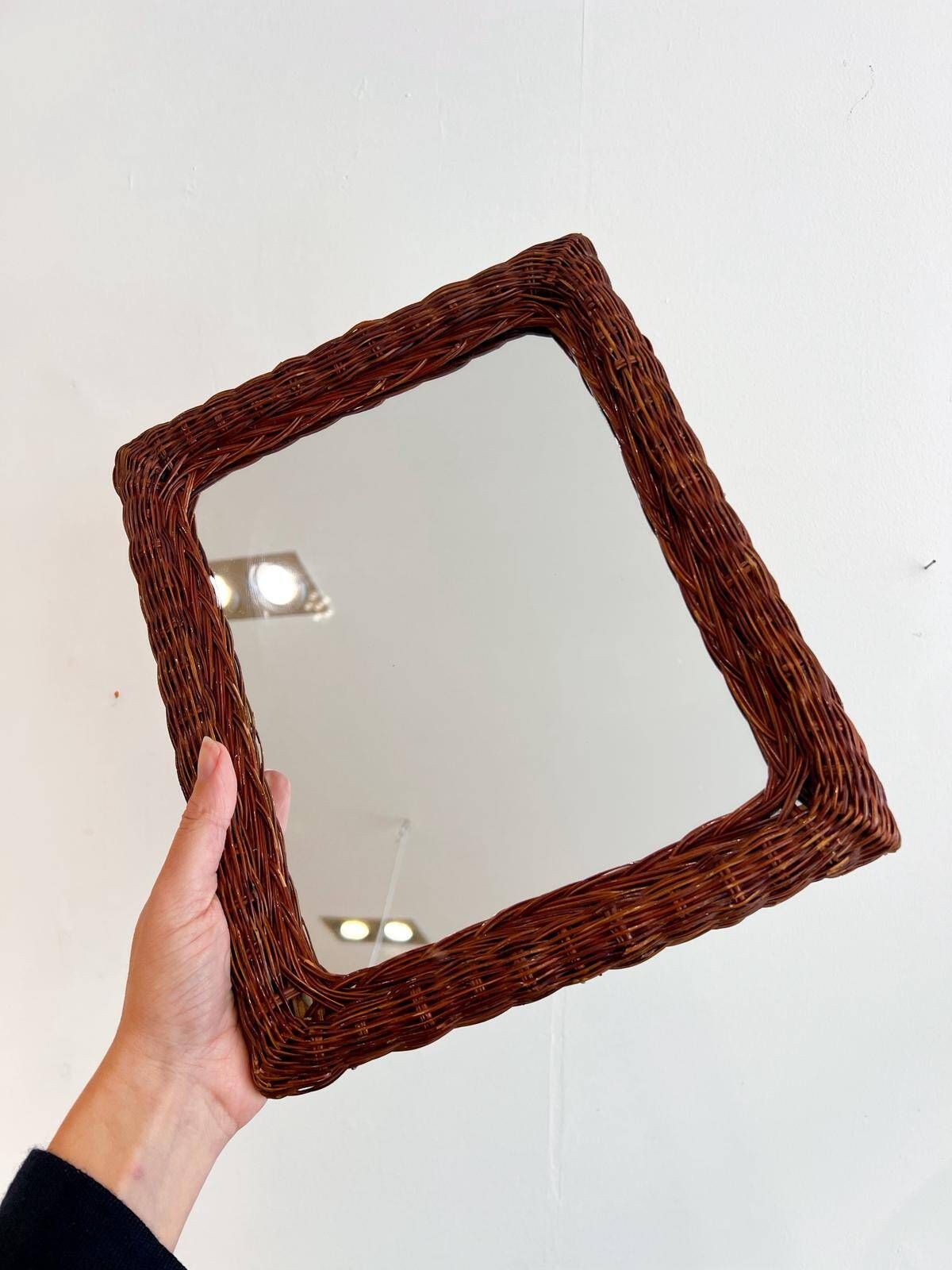 Miroir vintage cadre en osier