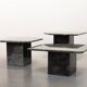 Trio italien de tables d'appoint en marbre noir de Carrare à angle oblique, années 1970.