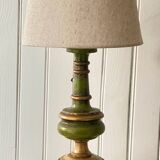Vintage lamp in turned wood chic gold
