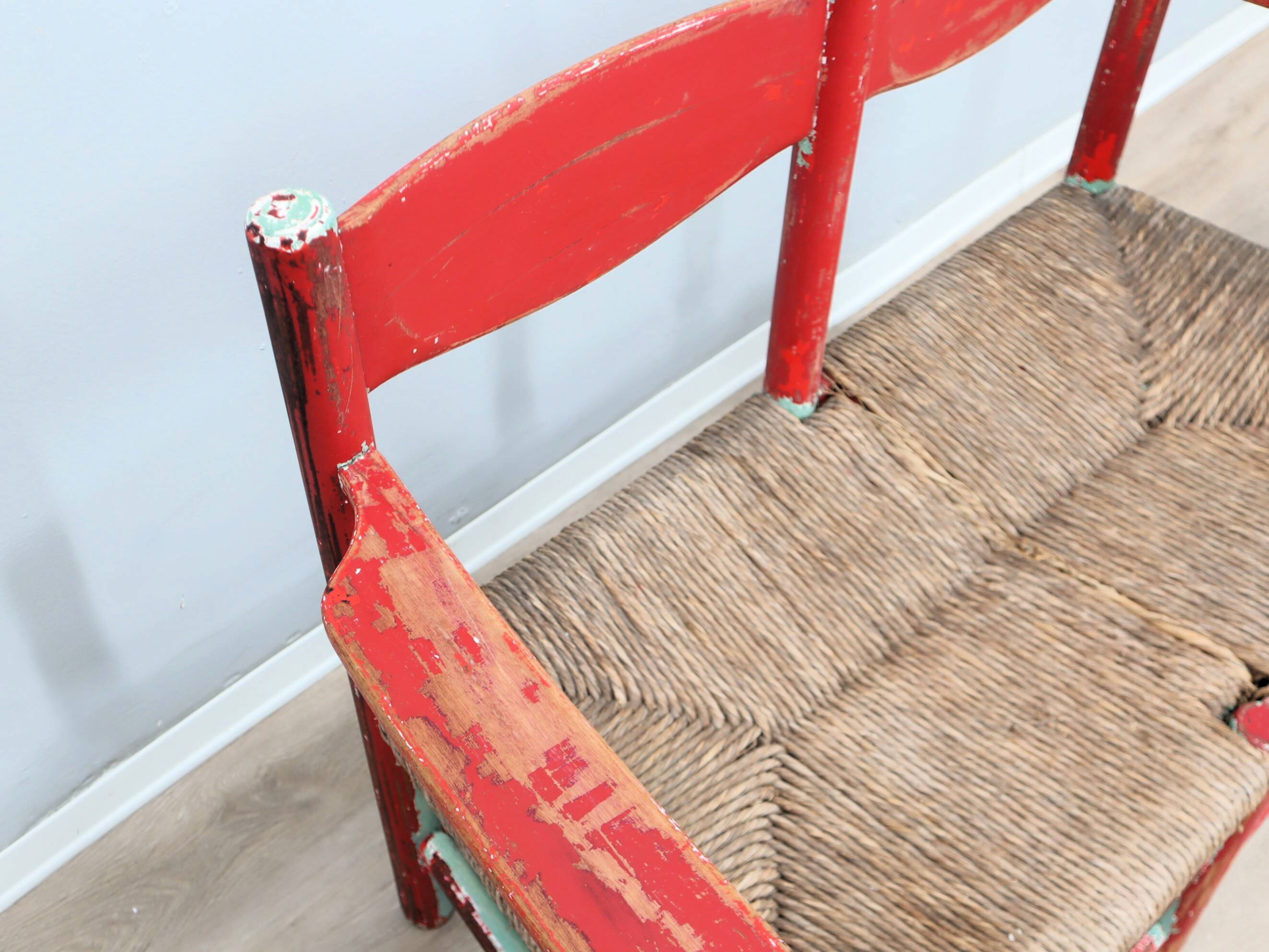 1930s Italian rustic wooden country chic bench