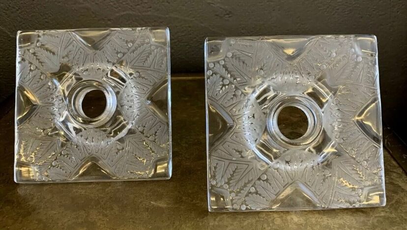 Pair of candle holders, Lalique France -