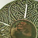 Large ceramic dish green slurry vintage cabbage leaf