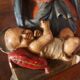 Painting, low relief in polychrome plaster, virgin mary, child jesus on wooden frame
