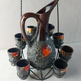 Liquor service in ceramic of Vallauris Fat Lava