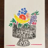 Bouquet de fleurs au pastel sec sur papier illustration originale