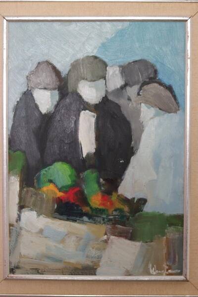 Original mid-century Swedish oil on panel – abstract by Stig Wernheden – vintage & framed – 74 × 54.5 cm (29.1" × 21.5")