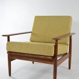 Fauteuil scandinave jaune chiné