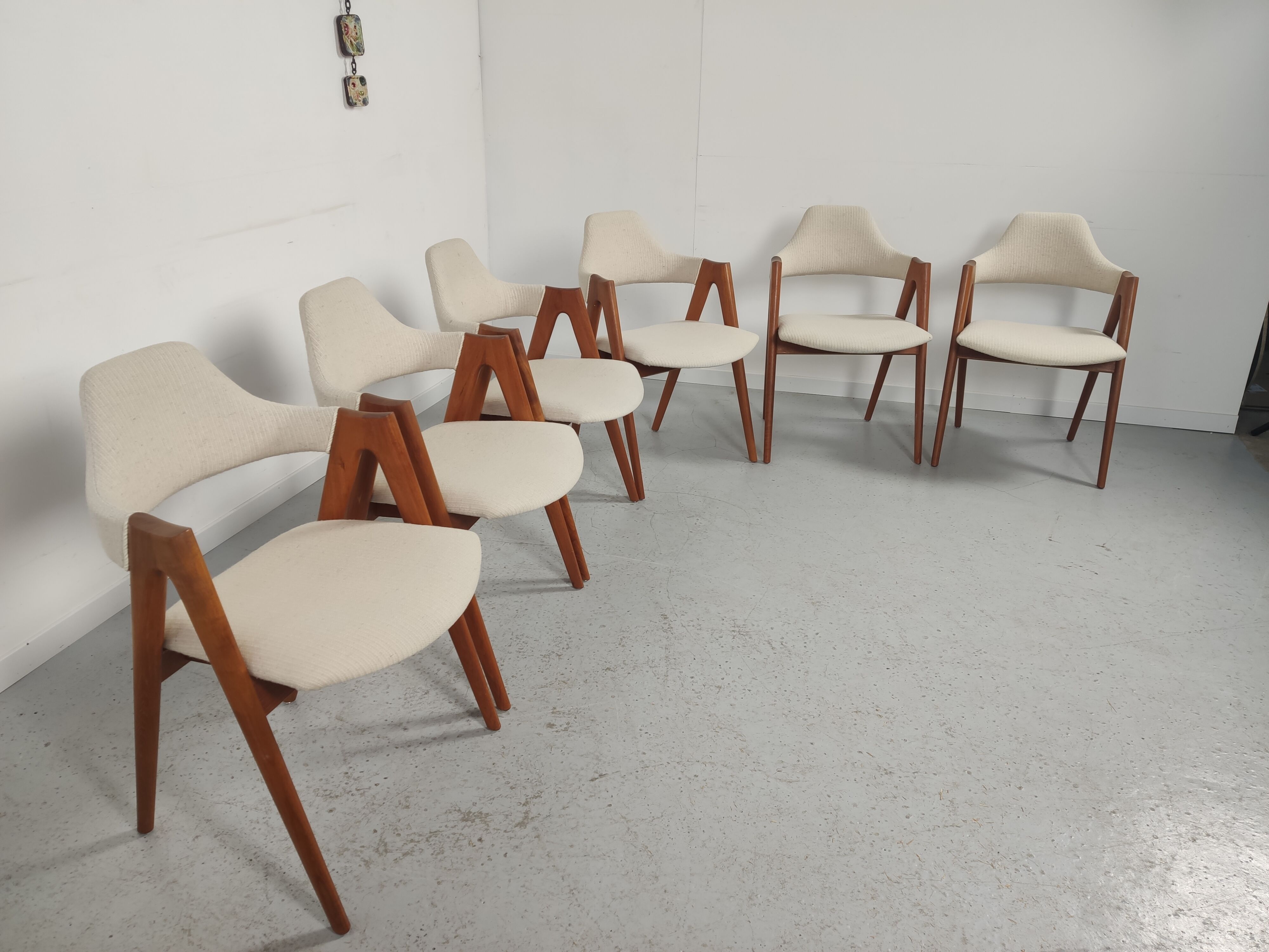 6 "compass" teak chairs by Kai Kristiansen for sva m-bler, 60s
