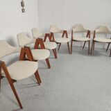 6 "compass" teak chairs by Kai Kristiansen for sva m-bler, 60s