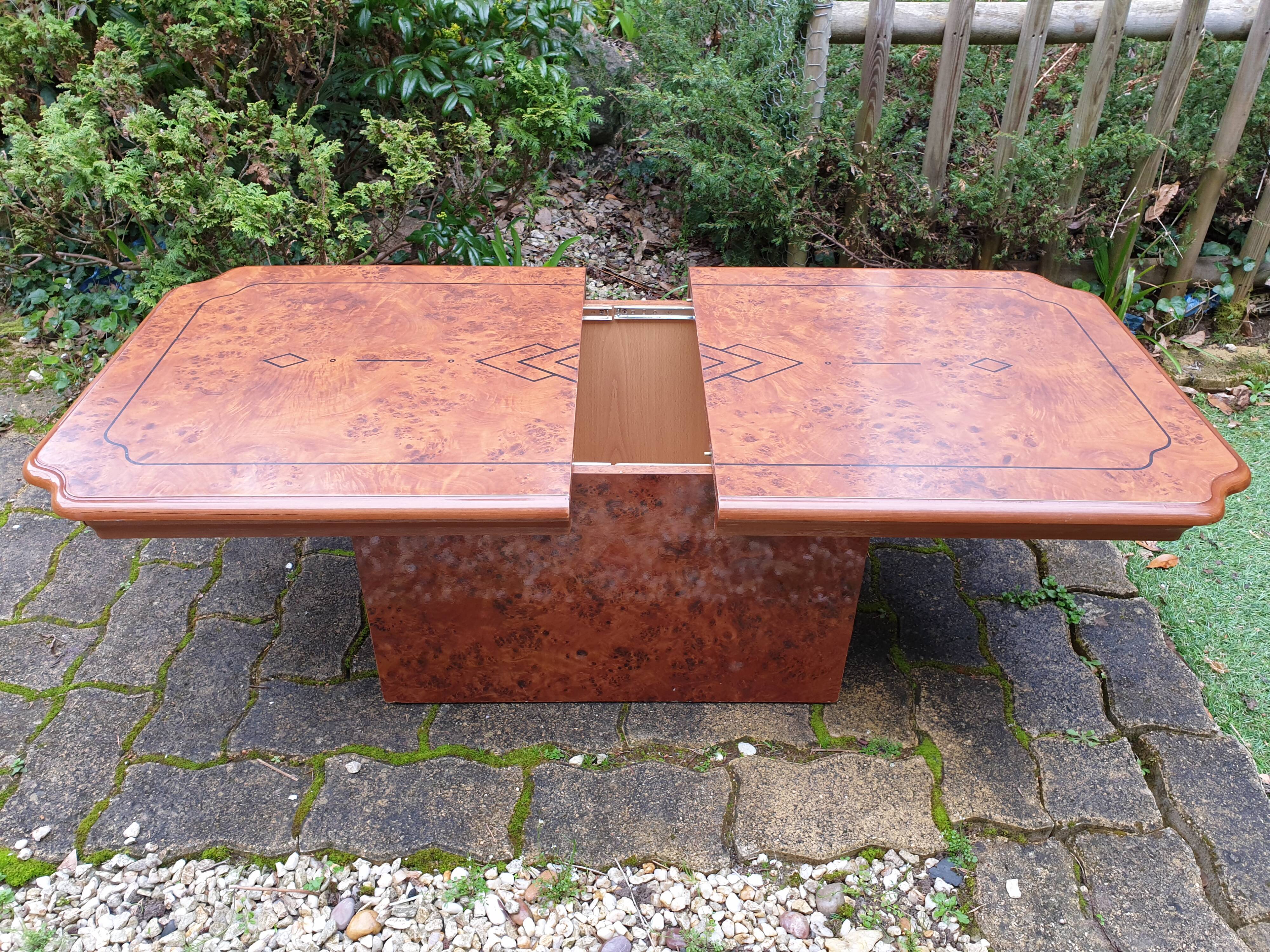 Elm burl cocktail coffee table