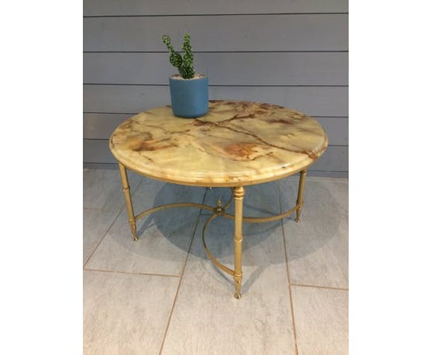 Round coffee table with marble tray