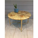 Round coffee table with marble tray