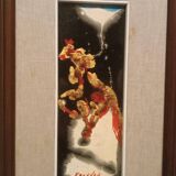 Abstract painting of a horse - gold leaf and enamel - Kocevar, 1970s