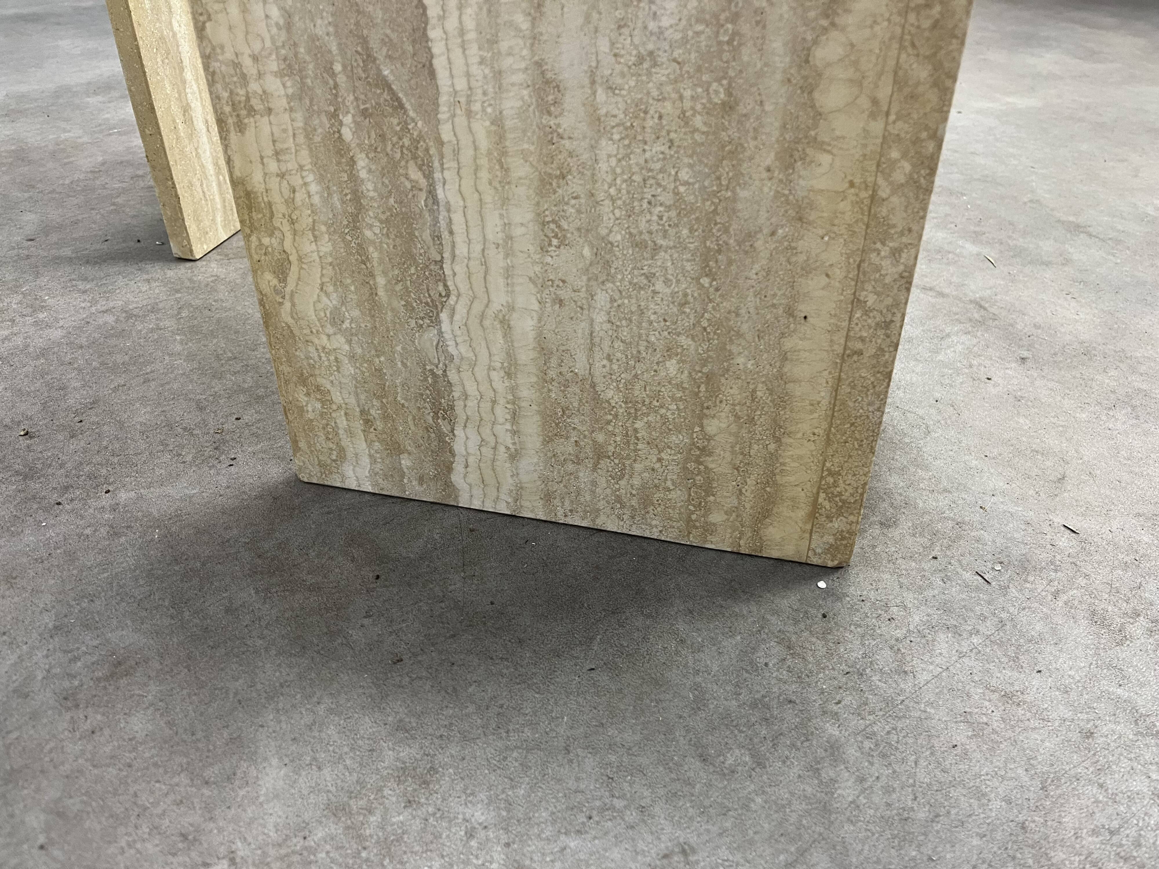 Travertine rectangular coffee table with rounded edges