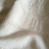 Old original FG Monogram embroidered linen canvas sheet early 20th