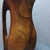 Sculptural olive wood pitcher from the 60s/70s