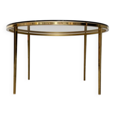 Table basse de salon en laiton et verre de style Hollywood Régence du milieu du siècle, fabriquée en Allemagne par Vereinigte Werkstätten, années 1960