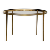 Table basse de salon en laiton et verre de style Hollywood Régence du milieu du siècle, fabriquée en Allemagne par Vereinigte Werkstätten, années 1960