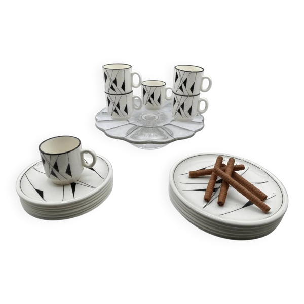 Boch Belgique / Art Déco / Service à café et à gâteau / 18 pièces