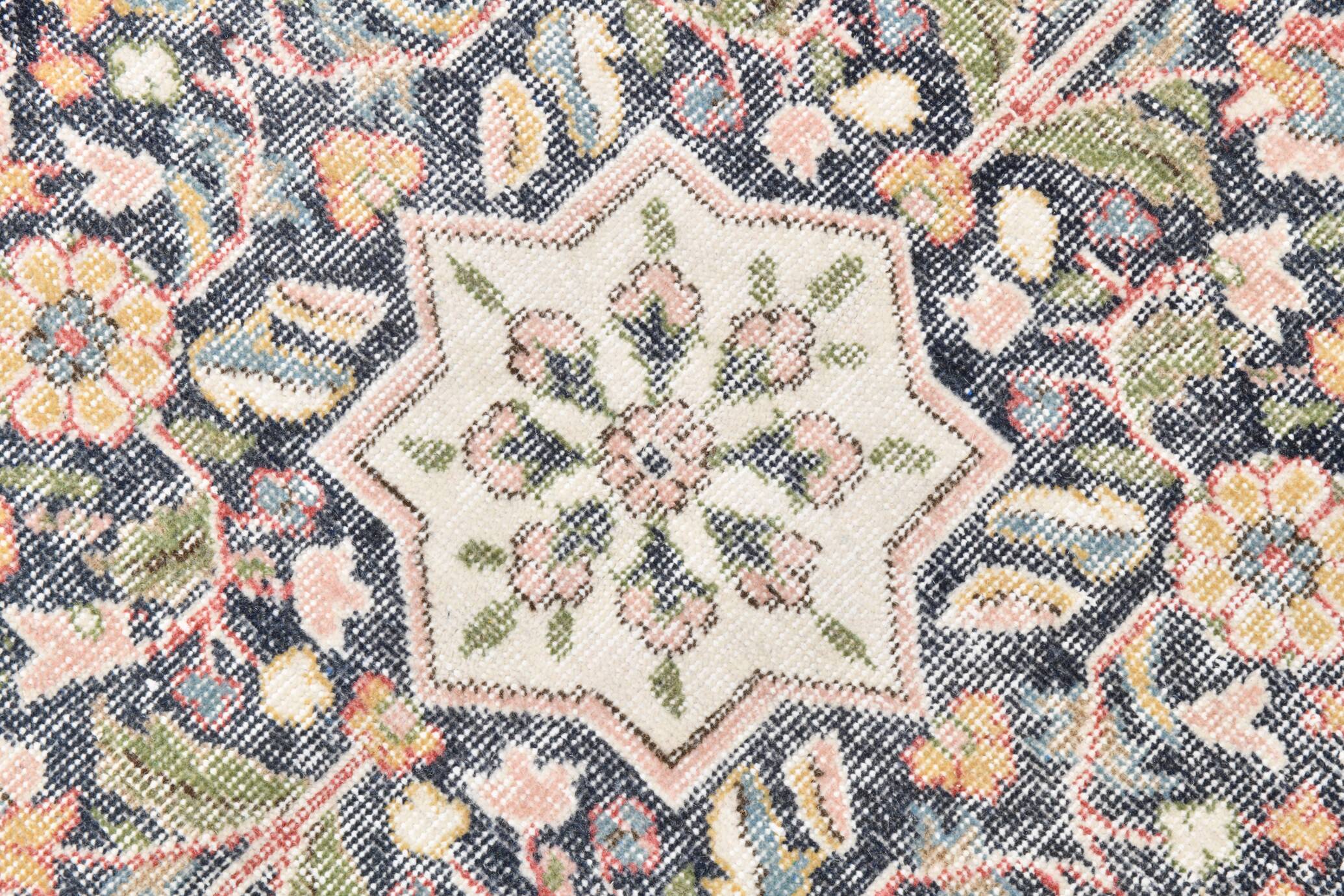 7x10 Vintage Salmon Pink & Navy Blue Vintage Persian Area Rug, 207x315 Cm