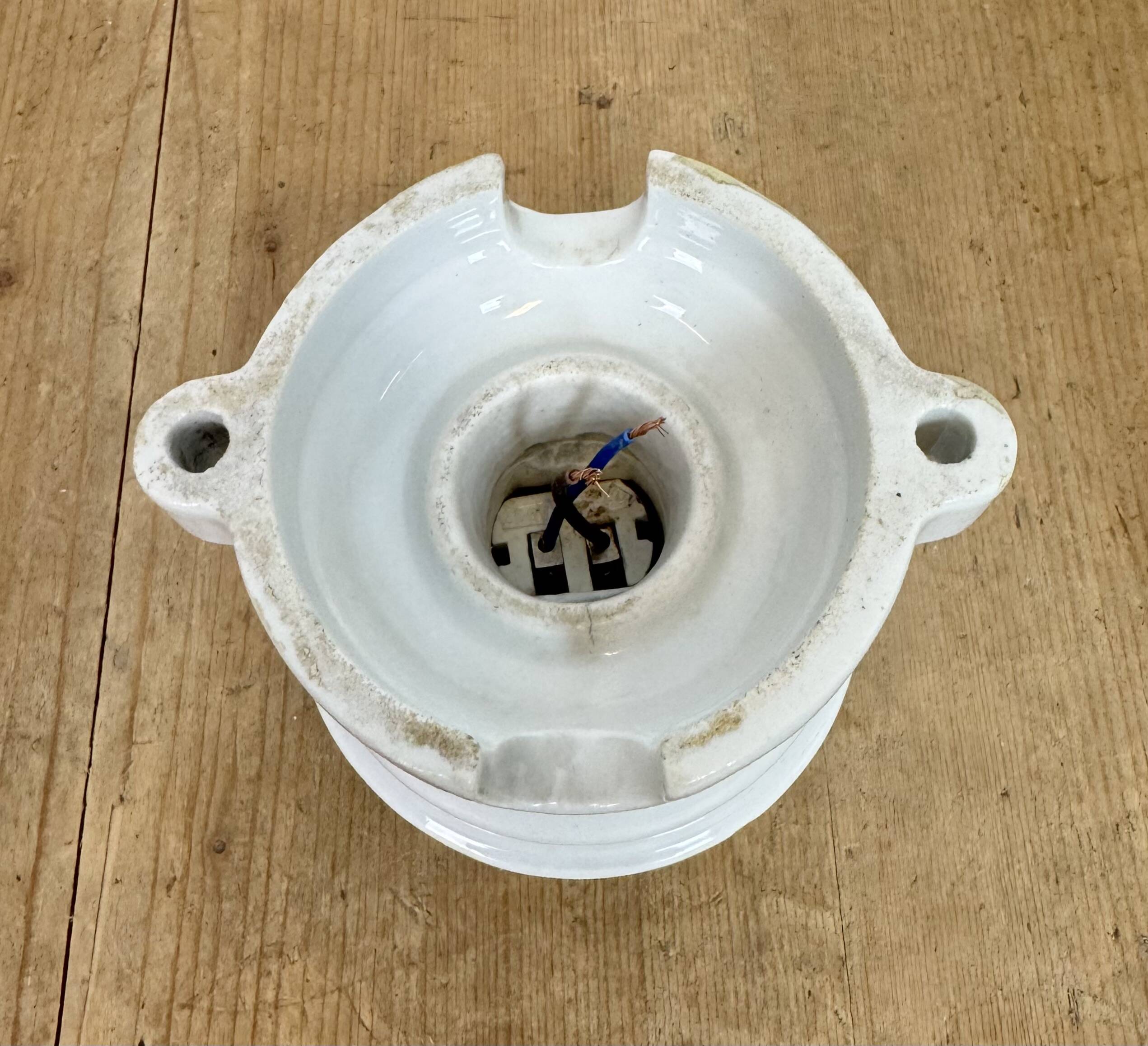 Vintage Porcelain Ceiling Light with Milk Glass , 1950s