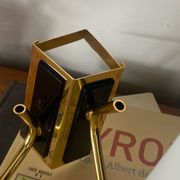 Double corner wall light 1950s 1960s in gilded metal with glass tulips.