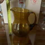 Biot blown glass pitcher