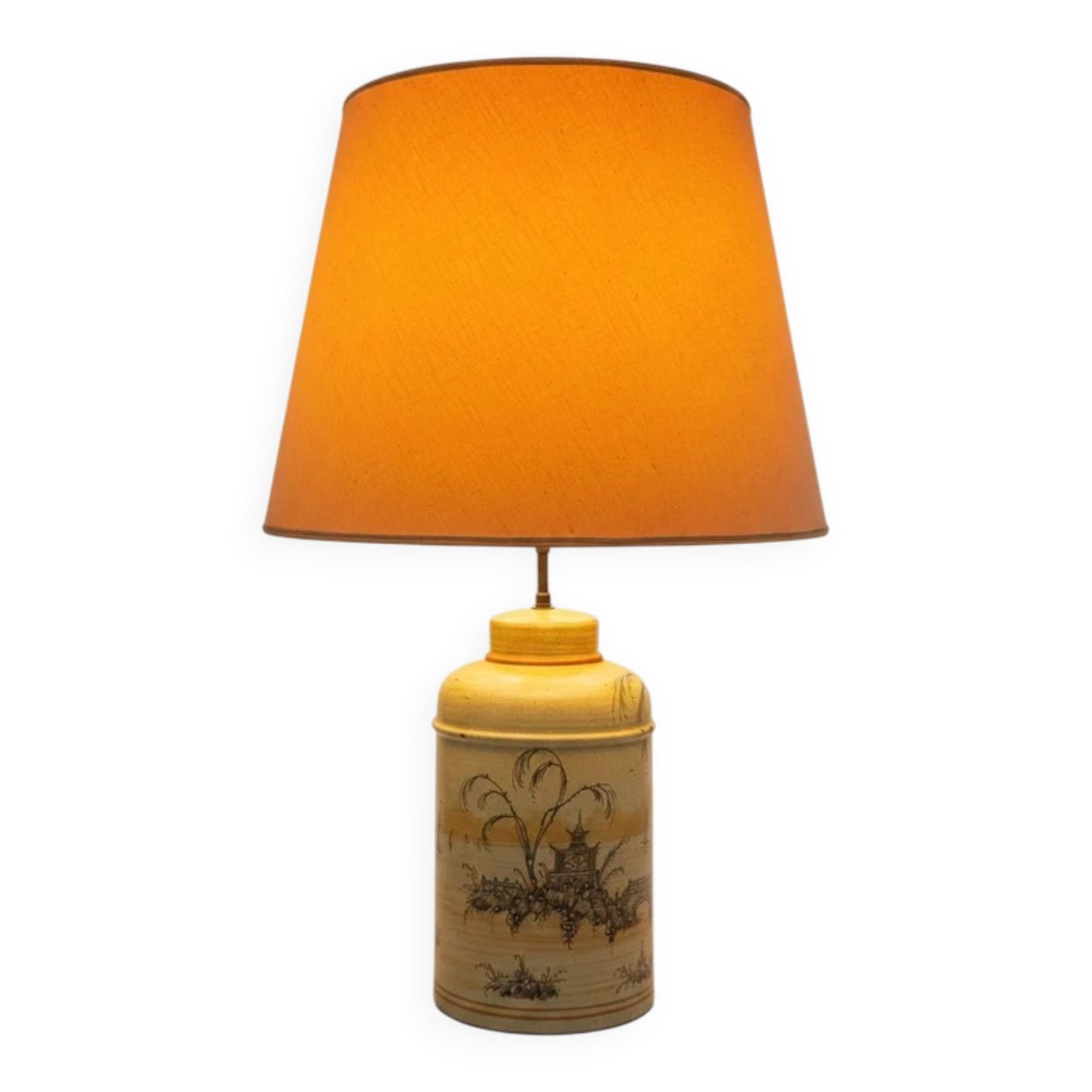 Italian ceramic lamp signed M Vanni Firenze with Orientalist decoration.