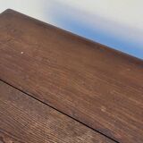 Antique 1900s Solid Oak Rustic Farmhouse Console Side Table