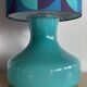 Stockholm lamp H82 D25cm blue opaline - vintage fabric 1970