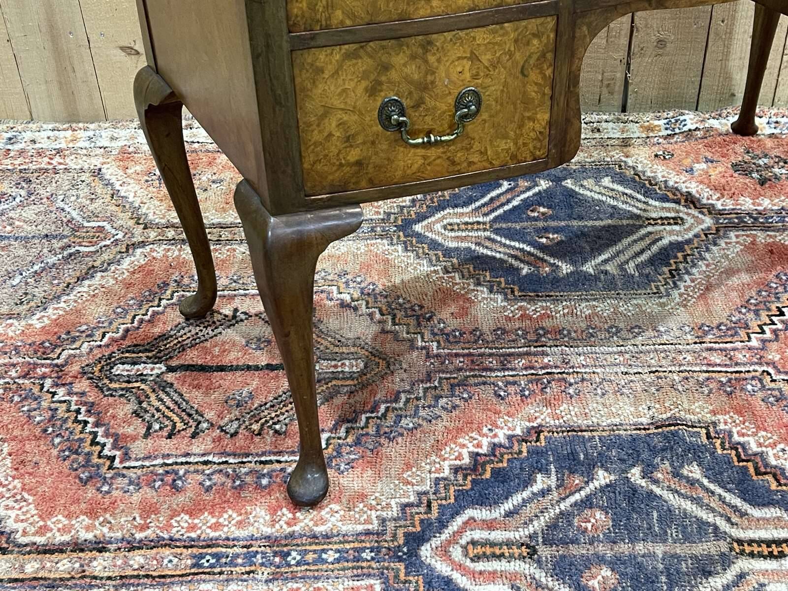 1930s Chippendale Burl Walnut Desk
