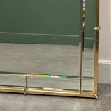 Vintage 1970s brass arched cathedral mirror – bevelled glass wall mirror