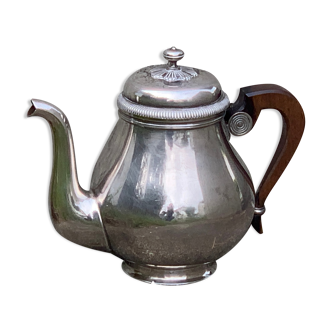 Old Gallia teapot or pourer in silver metal and wood