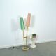 1950s floor lamp with pink and green shade and gold-coloured legs