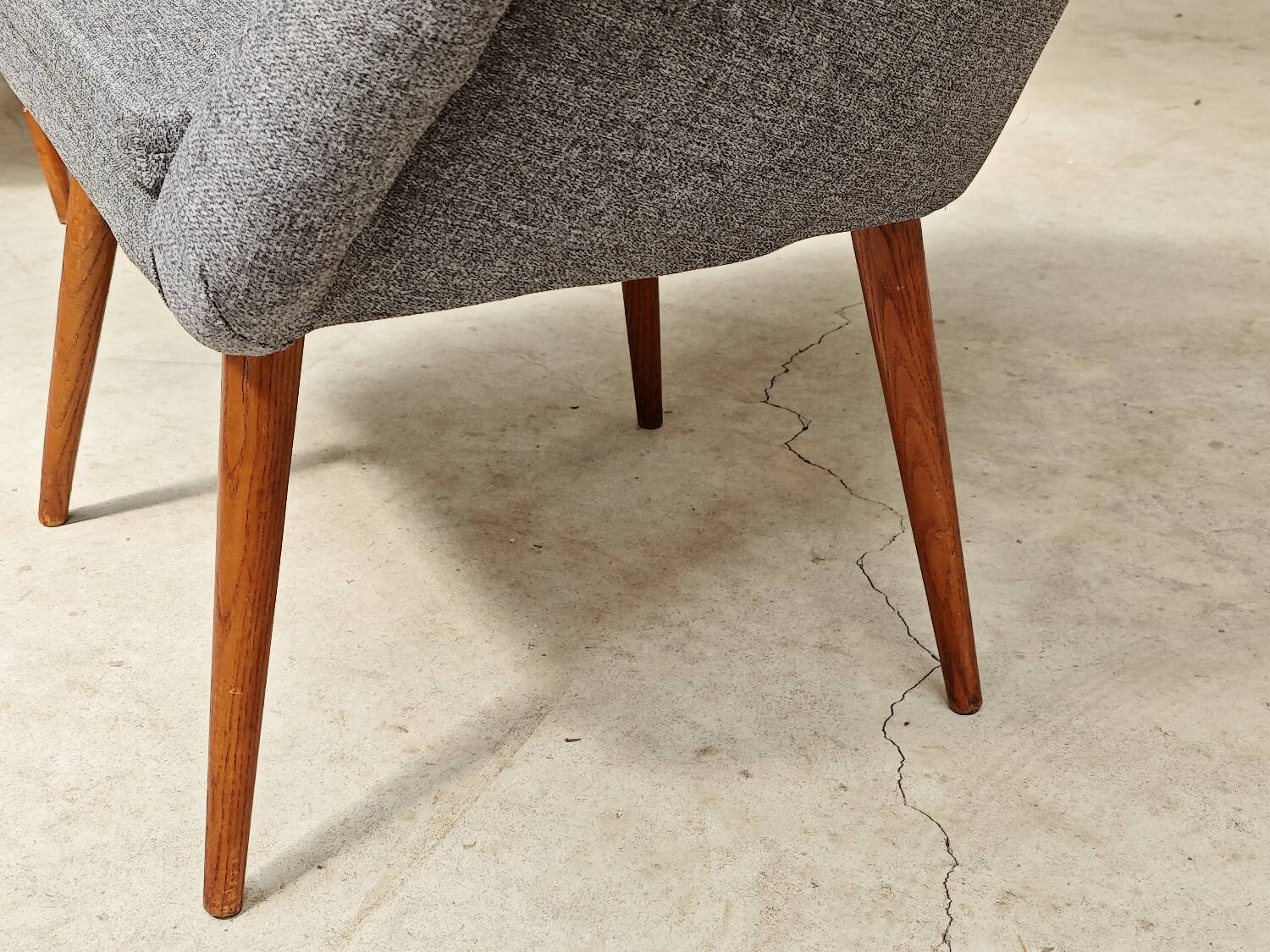 Pair of renovated gray fabric armchairs by Miroslav Navratil