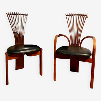 Chair and armchair set by Torstein Nielsen