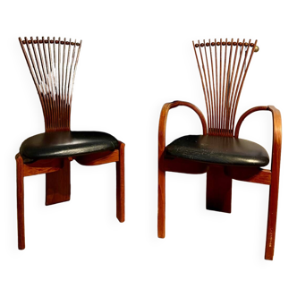 Chair and armchair set by Torstein Nielsen