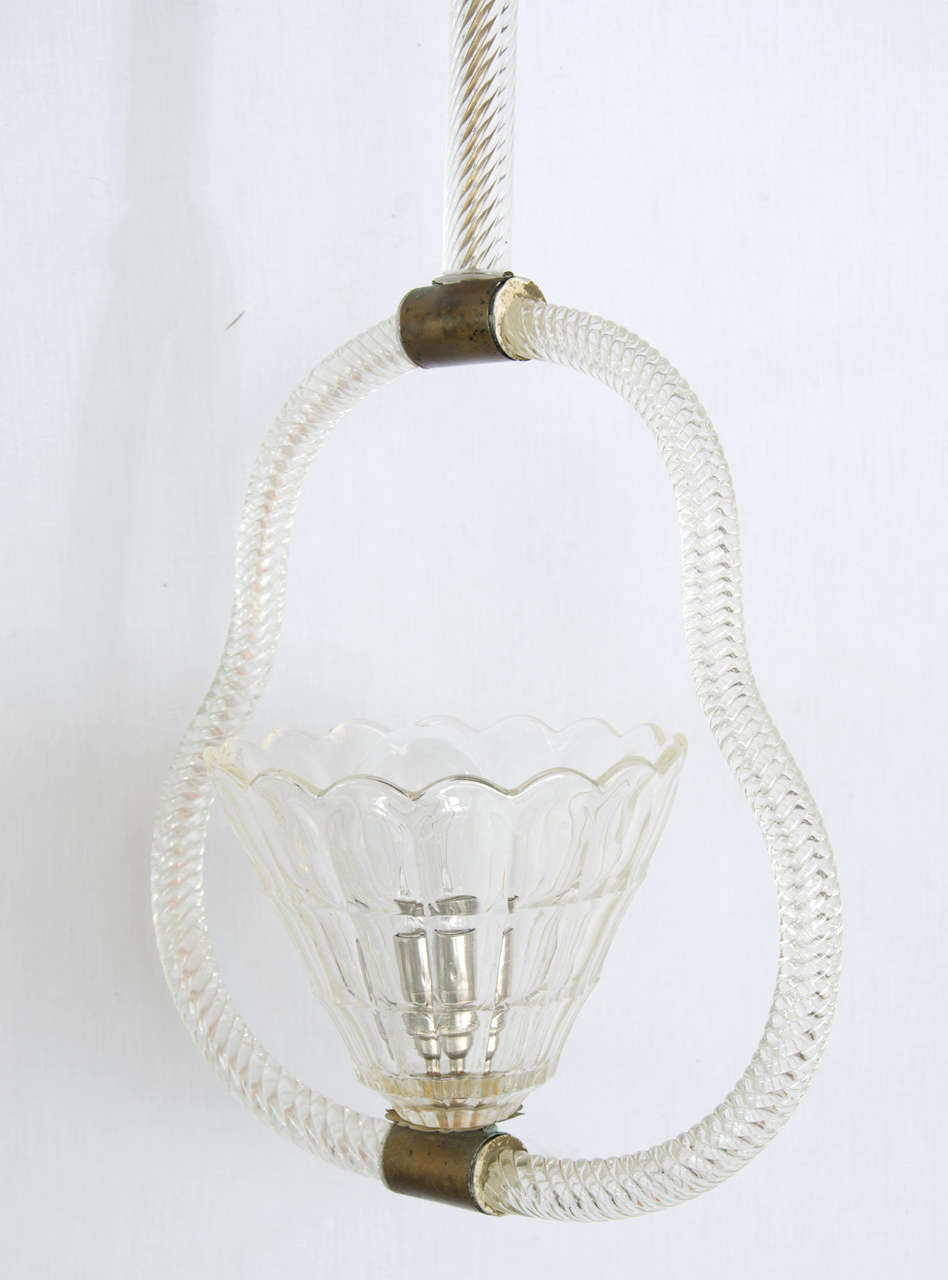 Chandelier italien en verre de Murano, 1930
