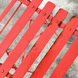 Red metal garden furniture