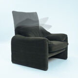 Rare Green Striped Maralunga chair by Magistretti for Cassina, Italy,